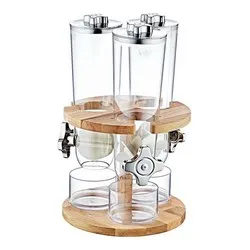 Диспенсър за зърнени храни и ядки на въртяща стойка с три контейнера по 1.5 л