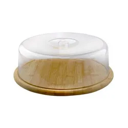 Дървен поднос с акрилен капак Ф 28 см