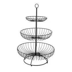 Кръгла фруктиера на три нива Черна CHARM Ф30 см