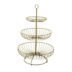 Кръгла фруктиера на три нива Златиста CHARM Ф30 см