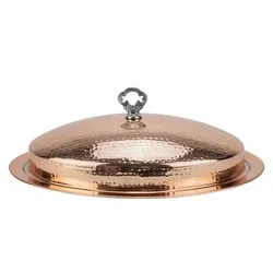 Овално плато с капак и медно покритие с релеф 45 см и 50 см