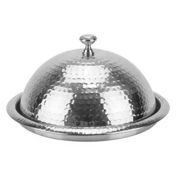 Кръгло плато с релефен капак за сервиране Хром Ф 35 см и Ф 40 см