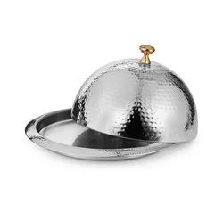 Кръгло плато с релефен капак за сервиране Хром Ф 35 см и Ф 40 см