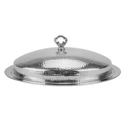 Овално плато с капак и релеф Хром 45 см и 50 см