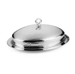 Овално плато с капак и релеф Хром 45 см и 50 см